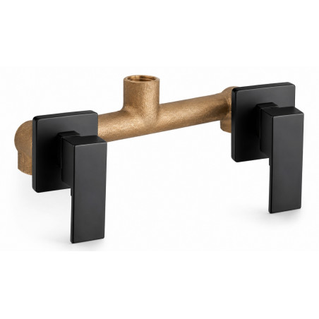 Kit Regadera Metálica 25cm Tubo Mezclador Ducha Negro Tames