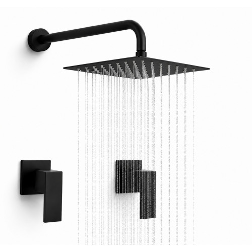 Kit Regadera Metálica 25cm Tubo Mezclador Ducha Negro Tames