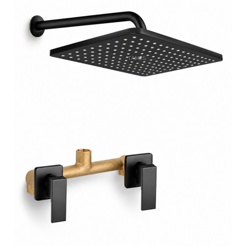 Kit Regadera Antiohongos -tubo -mezclador Ducha Negro Tames