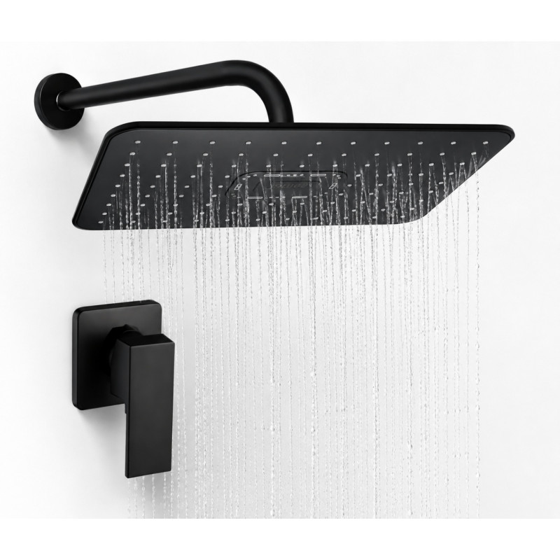 Kit Regadera Antiohongos-tubo-registro Ducha Agua Fría Negro