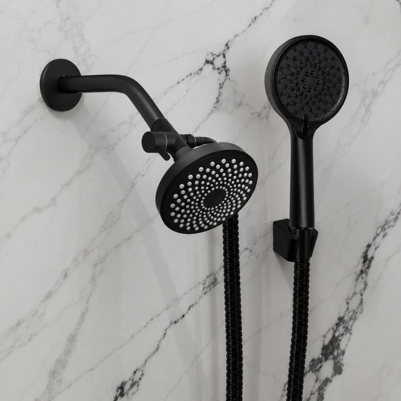 Kit Desviador- Ducha Small 10 Cm, Teleducha Soporte Negro