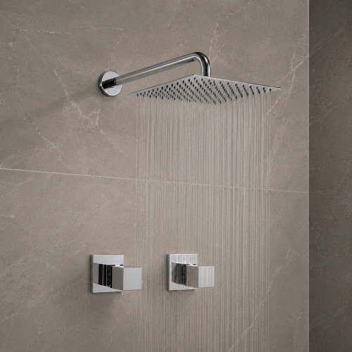 Kit Regadera Metálica 25cm Tubo A Pared Mezclador Ducha Sott
