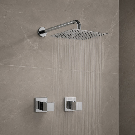 Kit Regadera Metálica 25 cm Tubo A Pared Mezclador Ducha Sott