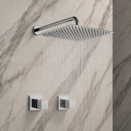 Kit Regadera Metálica 30cm Tubo A Pared Mezclador Ducha Sott