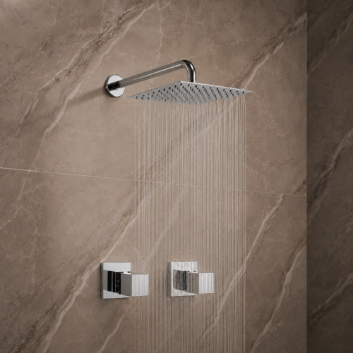 Kit Regadera Metálica 20cm Tubo A Pared Mezclador Ducha Cruz