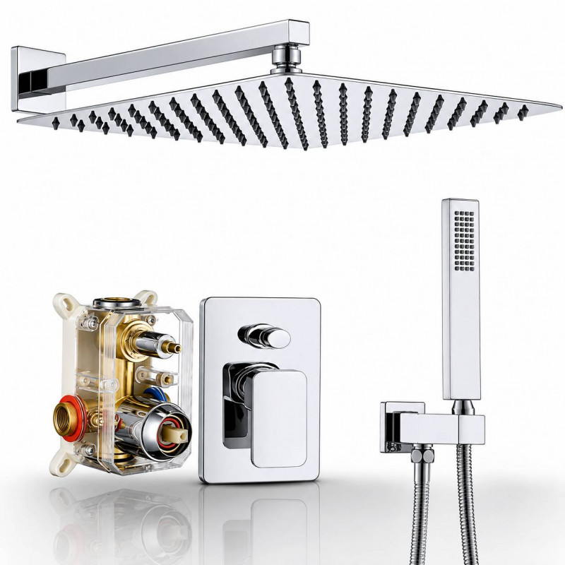 Mezclador Desviador Caja -ducha 40cm-tubo Pared - Teleducha