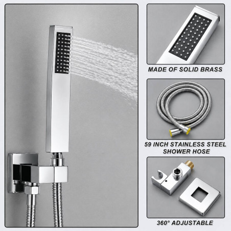 Mezclador Desviador Caja -ducha 40cm-tubo Pared - Teleducha