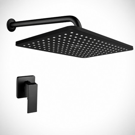 Kit Regadera Anti-hongos-tubo-registro Ducha Agua Fría Negro
