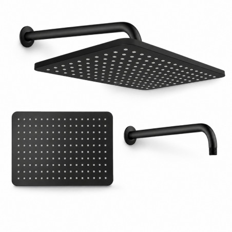Kit Regadera Anti-hongos-tubo-registro Ducha Agua Fría Negro