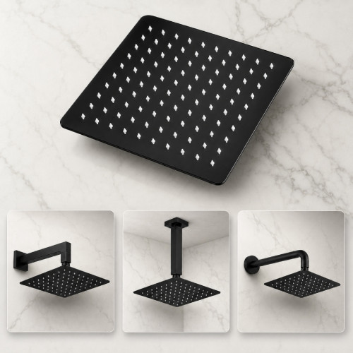 Regadera Para Ducha Color Negro Con Acabado Mate (sin Tubo)