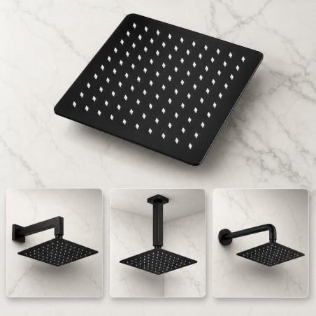 Regadera Para Ducha Color Negro Con Acabado Mate (sin Tubo)