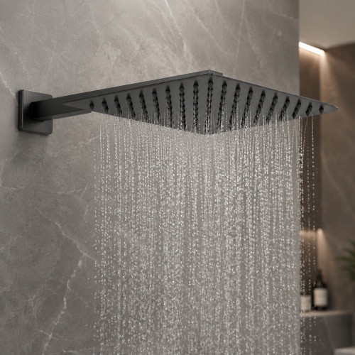 Regadera ducha Rectangular pared grafitada gris
