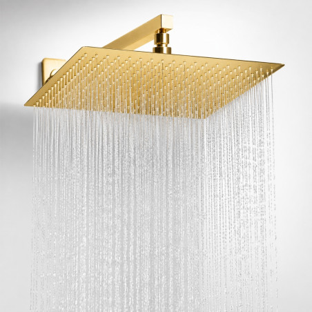 Ducha Extragrande Antihongos Dorado Brillante 40cm Pared Tames