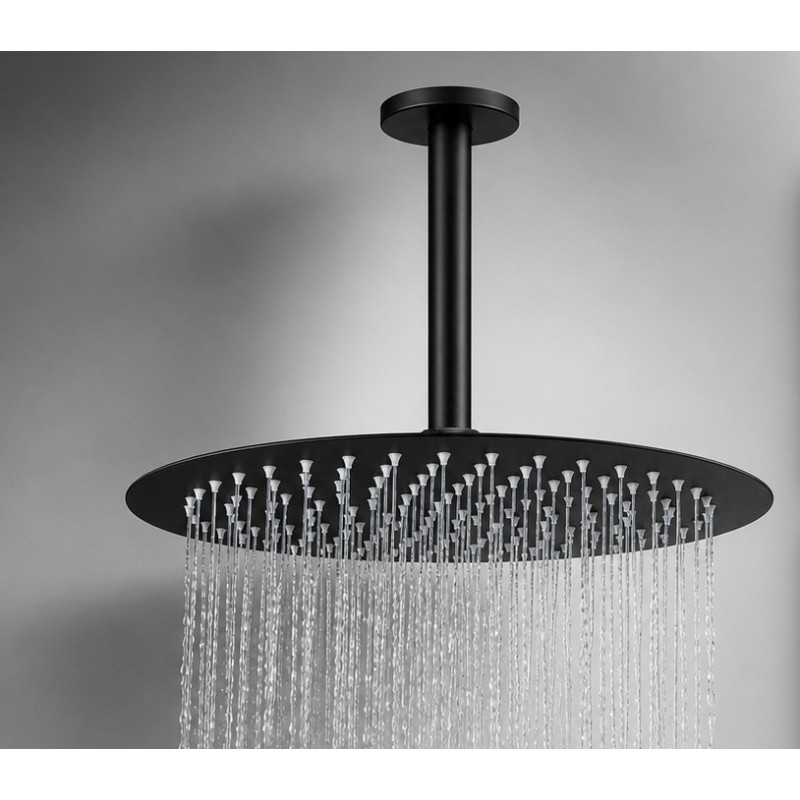 Regadera Ducha Soffitto Color Negro 30cm Mate-tubo Techo