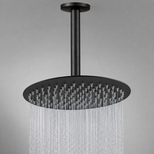 Regadera Ducha Soffitto Color Negro 20cm Mate-tubo Techo