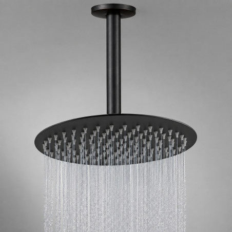 Regadera Ducha Soffitto Color Negro 20cm Mate-tubo Techo