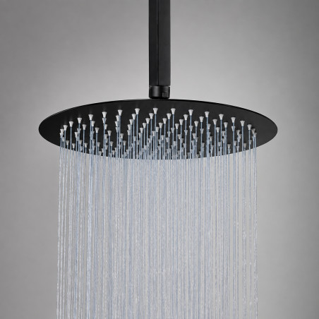 Regadera Ducha Piovere Negro 30cm Acabado Mate-tubo Techo Tm