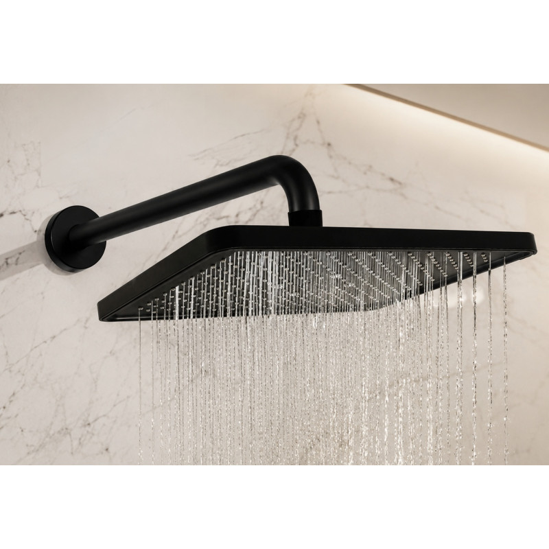 Ducha Anticalcarea Abs Negra Lluvia Zafiro Kit Con Tubo