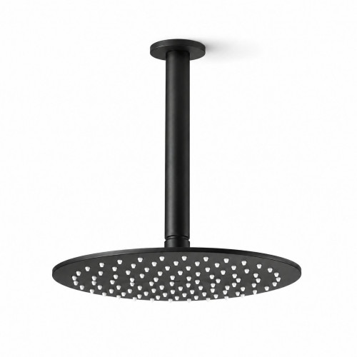Regadera Para Ducha Color Negro 20cm Acabado Mate-tubo Techo