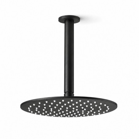 Regadera Para Ducha Color Negro 20cm Acabado Mate-tubo Techo