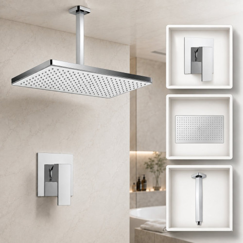 Kit Ducha Antihongos Rectangular Techo Mezclador Perfección