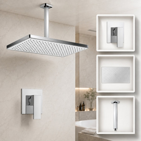 Kit Ducha Antihongos Rectangular Techo Mezclador Perfección