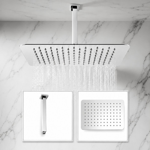 Regadera Techo Anticalcárea Rectangular Lluvia Expression Tames Md