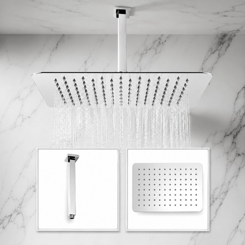 Regadera Techo Anticalcárea Rectangular Lluvia Expression Tames Md