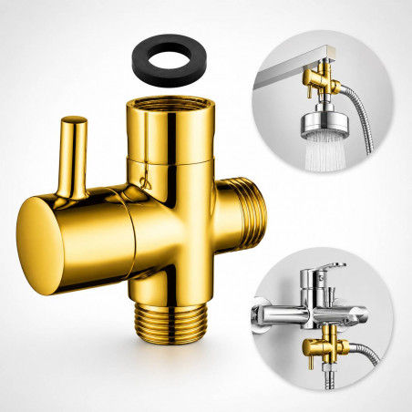 Bidet Sanitario Metal Dorado Desviador 1/2 Tames-soporte Abs