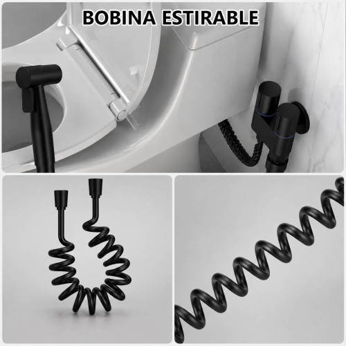 Bidet Sanitario Negro Valvula Desviador Manguera De Resorte
