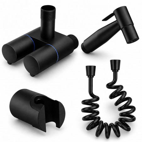Bidet Sanitario Negro Valvula Desviador Manguera De Resorte