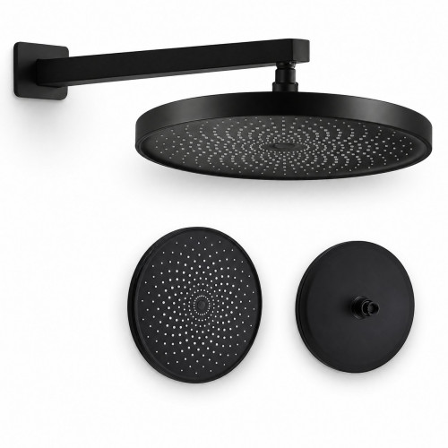Kit Regadera Tames Imperio Premium 25cm Abs Negro Tubo Q40t