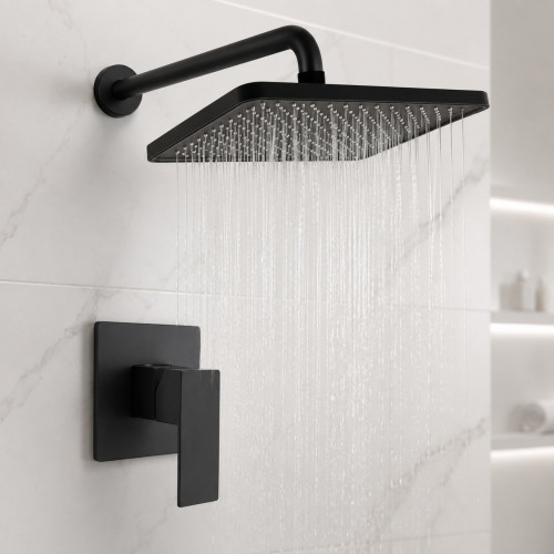Llave Mezclador de Ducha Color Negro Chorro Lluvia