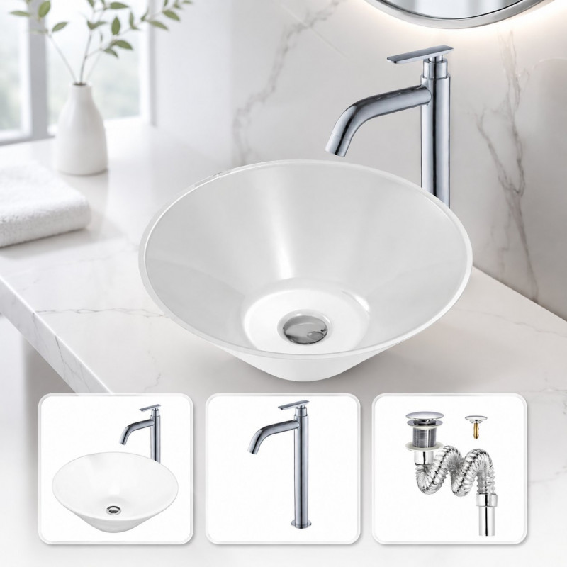 Kit Lavamanos Stagno Grifería Agua Fría Acero Cromo -desagüe