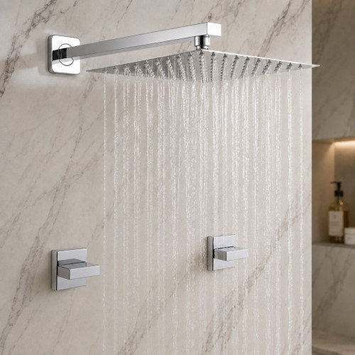 Kit Regadera Metálica 20cm Tubo Pared Mezclador Ducha Tames