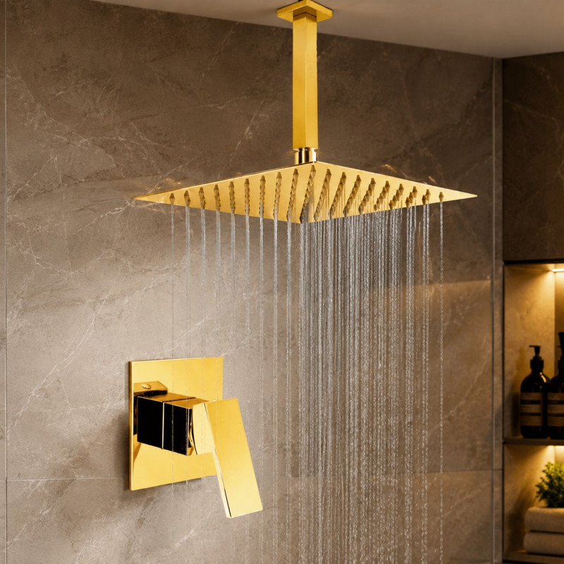 Kit Regadera Oro Intense Techo Y Mezclador Perfección Tames