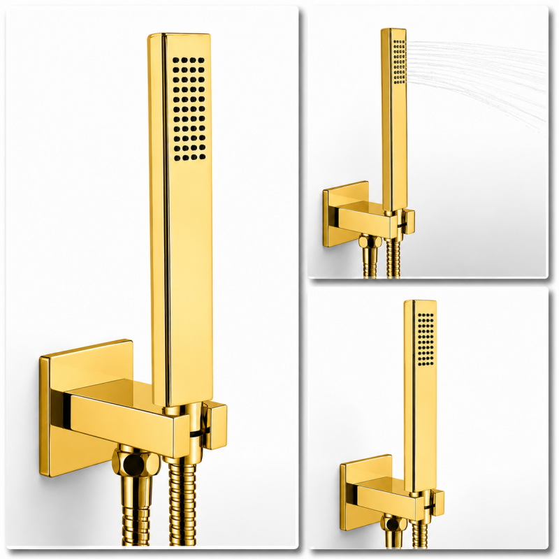 Teleducha Soporte Conector 1/2 Rosca Pared Dorado Metal