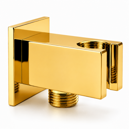 Teleducha Soporte Conector 1/2 Rosca Pared Dorado Metal