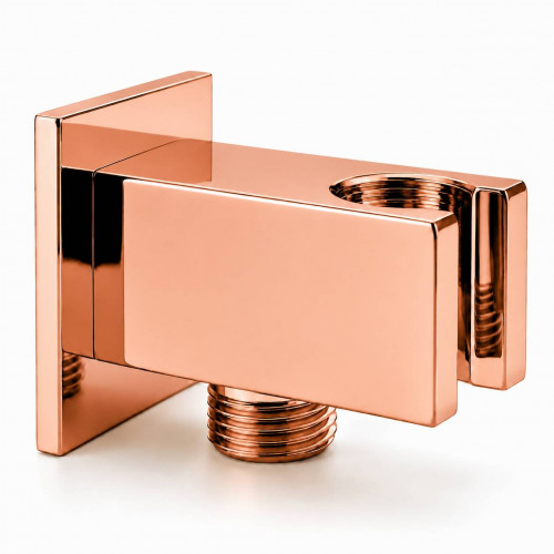 Teleducha Soporte Conector 1/2 Rosca Pared Oro Rosa Metal