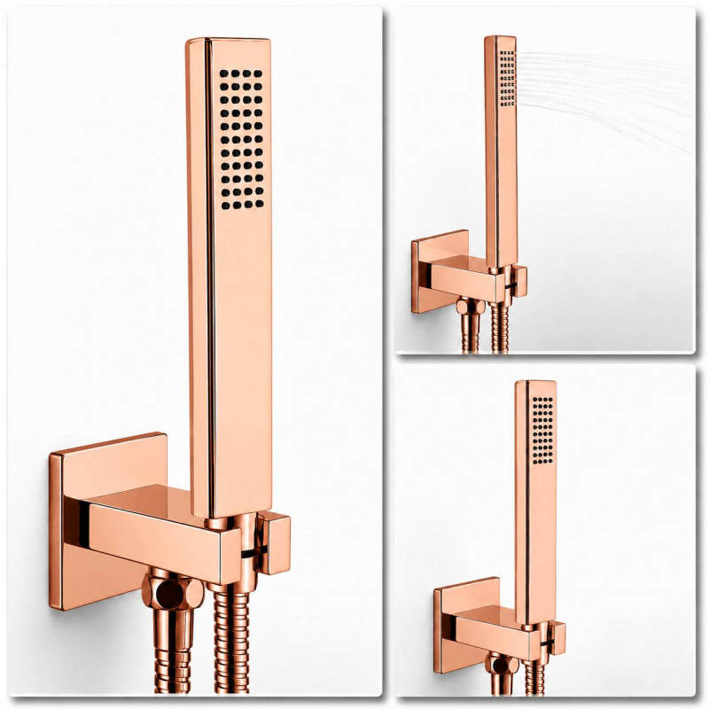 Teleducha Soporte Conector 1/2 Rosca Pared Oro Rosa Metal
