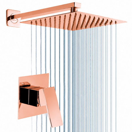 Kit Regadera 30cm Rose Intense Mezclador Perfect Tames Oro