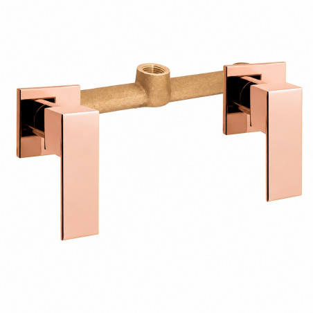 Kit Regadera Oro Rose 30cm Mezclador Doble Perfección Tm-30