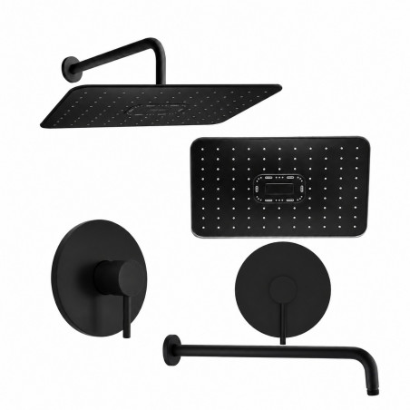 Kit Ducha Experience Negra Rectangular + Mezclador + Tubo