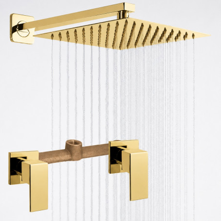 Kit Regadera Oro Intense 25cm Mezclador Doble Perfección Tm