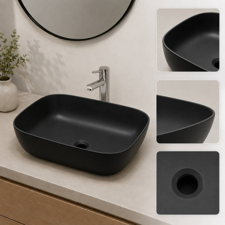 Lavamanos Coal Negro Mate Vessel Alto Para Baño Moderno Tames