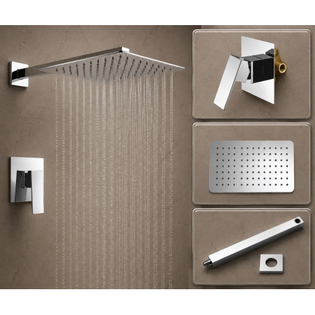 Kit Regadera Rectangular 30cm x20 cm  A Pared Mezclador Perfección