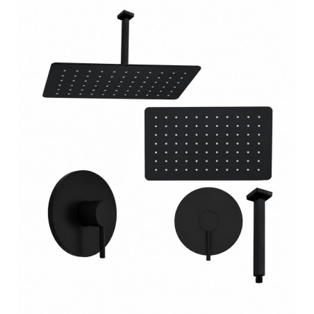 Kit Ducha Techo Antihongo Tames Negra Rectangular +mezclador