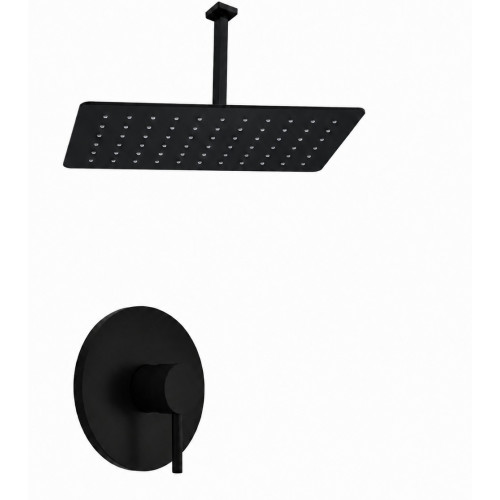 Kit Ducha Techo Antihongo Tames Negra Rectangular +mezclador