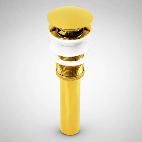 Kit Push Lavamanos Dorado Y Sifón Extensible Acordeón