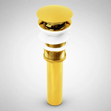 Kit Push Lavamanos Dorado Y Sifón Extensible Acordeón
